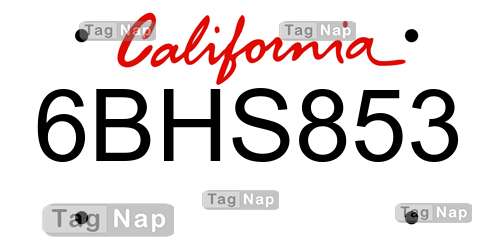 6BHS853 California License Plate Lookup