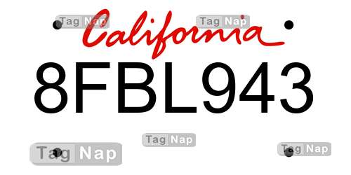 8FBL943 California License Plate Lookup