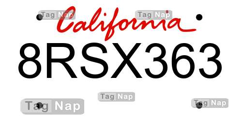 8RSX363 California License Plate Lookup