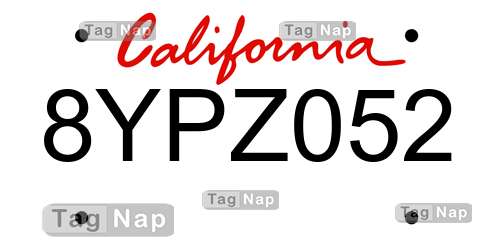 8YPZ052 California License Plate Lookup