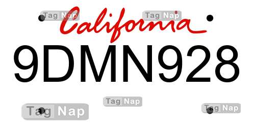 9DMN928 California License Plate Lookup