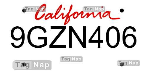 9GZN406 California License Plate Lookup