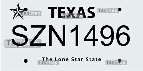 SZN1496 Texas License Plate Lookup
