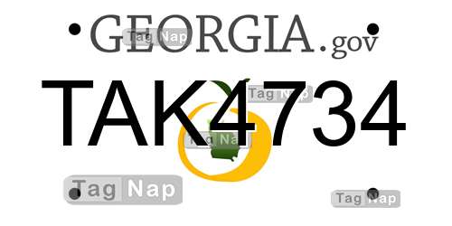 TAK4734 Georgia License Plate Lookup