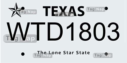 WTD1803 Texas License Plate Lookup